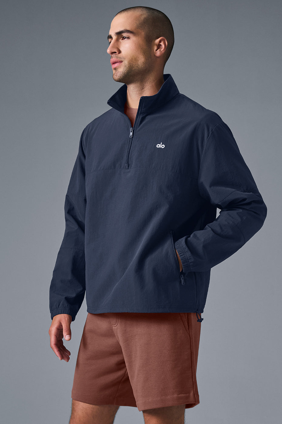 Light Weight Takeaway Track Crew Sweatshirt — Navy