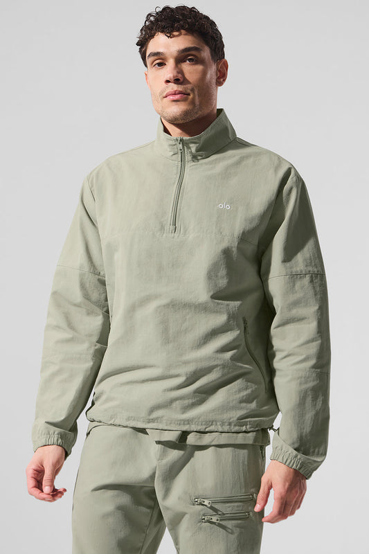 Light Weight Takeaway Track Crew Sweatshirt — Limestone
