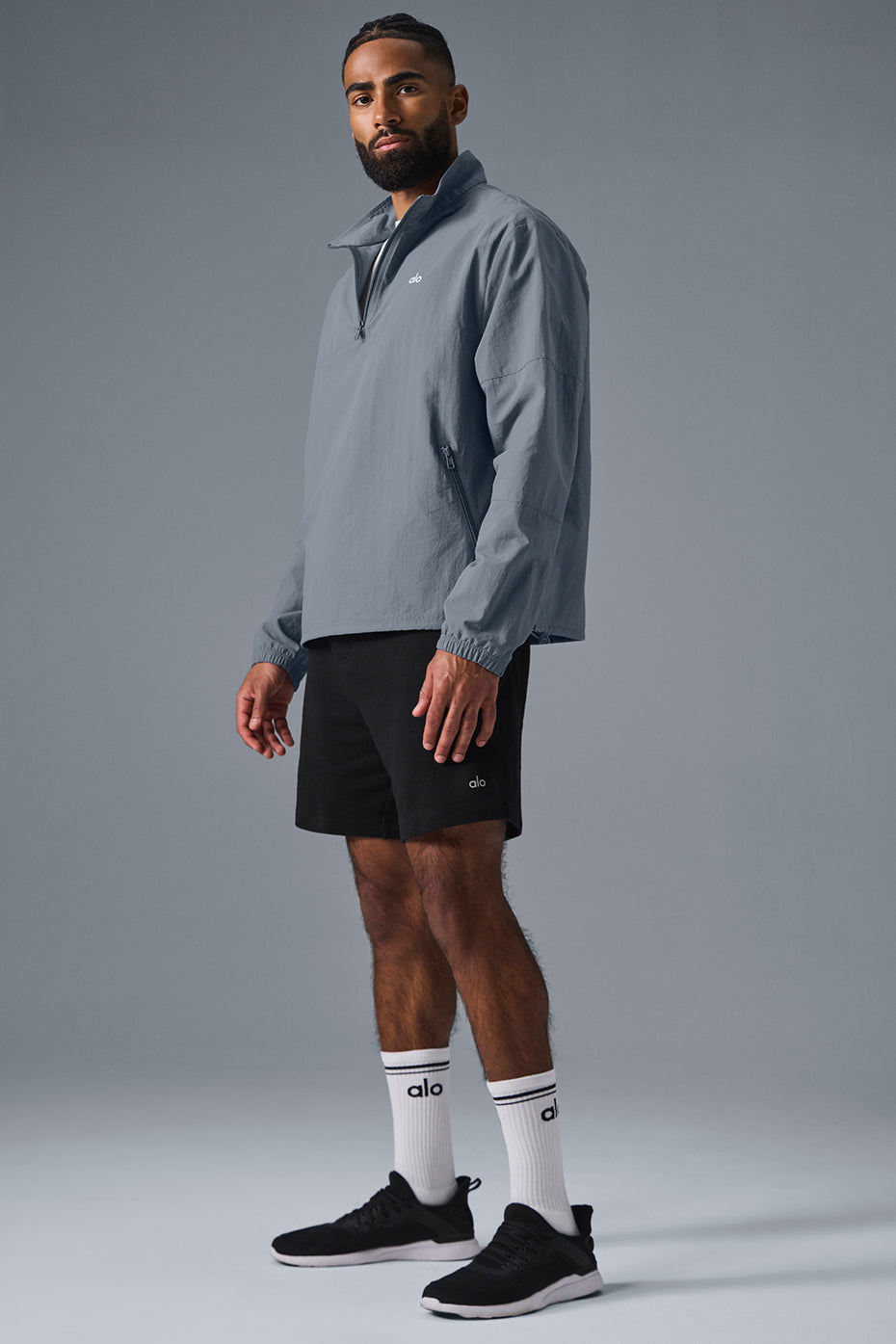 Light Weight Takeaway Track Crew Sweatshirt — Steel Grey