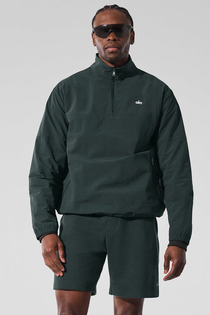 Light Weight Takeaway Track Crew Sweatshirt — Charcoal Green