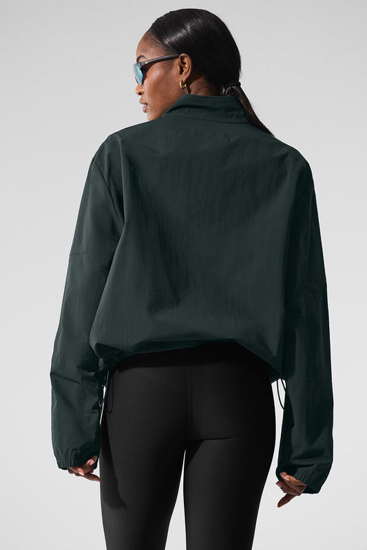 Light Weight Takeaway Track Crew Sweatshirt — Charcoal Green