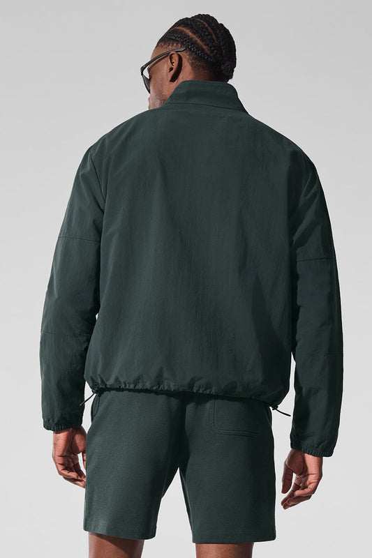 Light Weight Takeaway Track Crew Sweatshirt — Charcoal Green