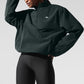 Light Weight Takeaway Track Crew Sweatshirt — Charcoal Green