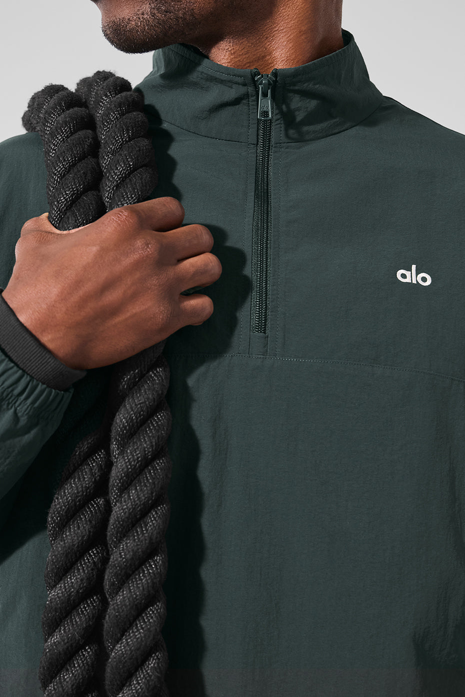 Light Weight Takeaway Track Crew Sweatshirt — Charcoal Green