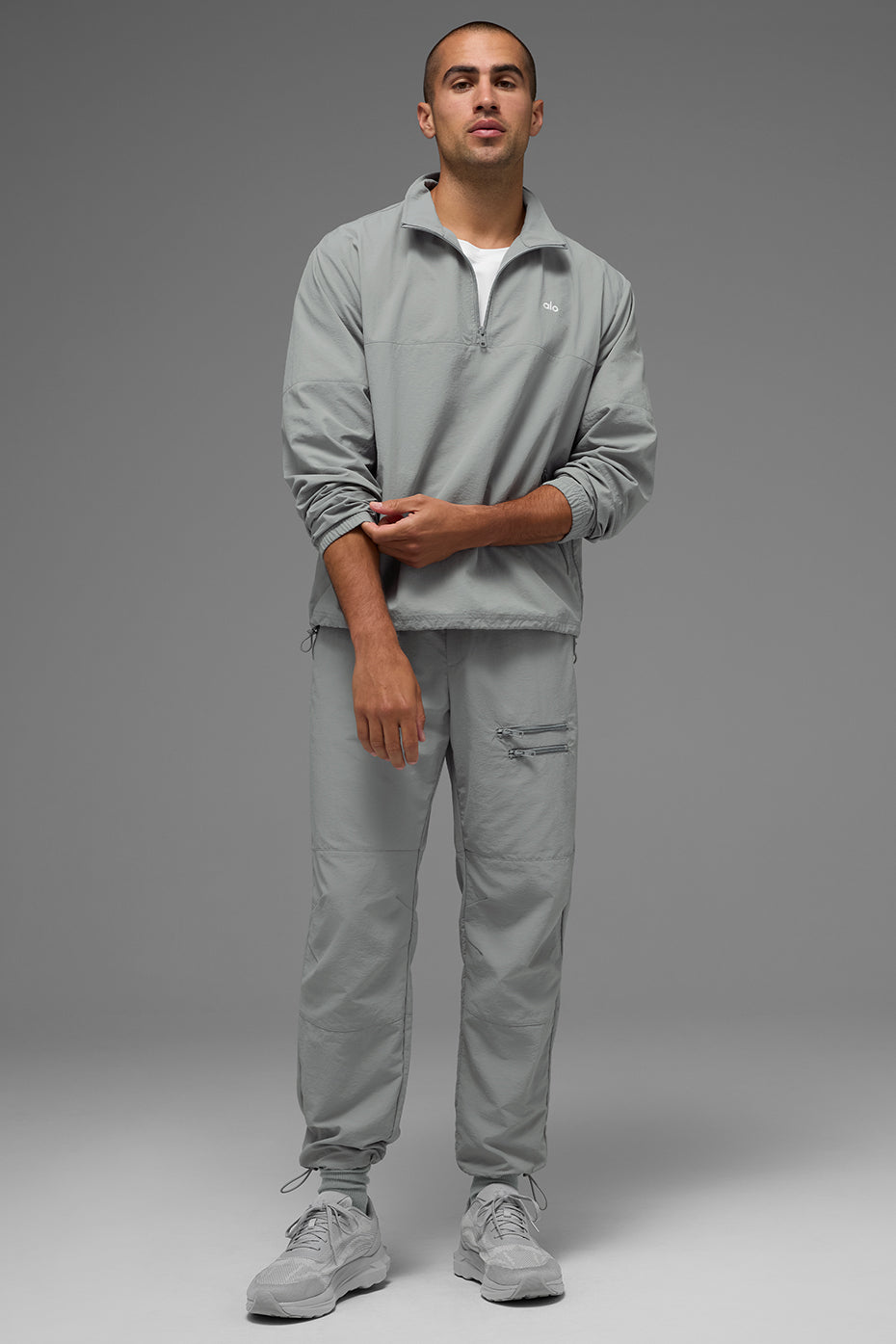 Light Weight Takeaway Track Crew Sweatshirt — Lunar Grey