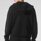 Domain Rib Knit Full Zip Sweater — Black