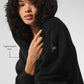 Domain Rib Knit Full Zip Sweater — Black