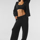 Domain Rib Knit Full Zip Sweater — Black