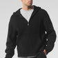 Domain Rib Knit Full Zip Sweater — Black