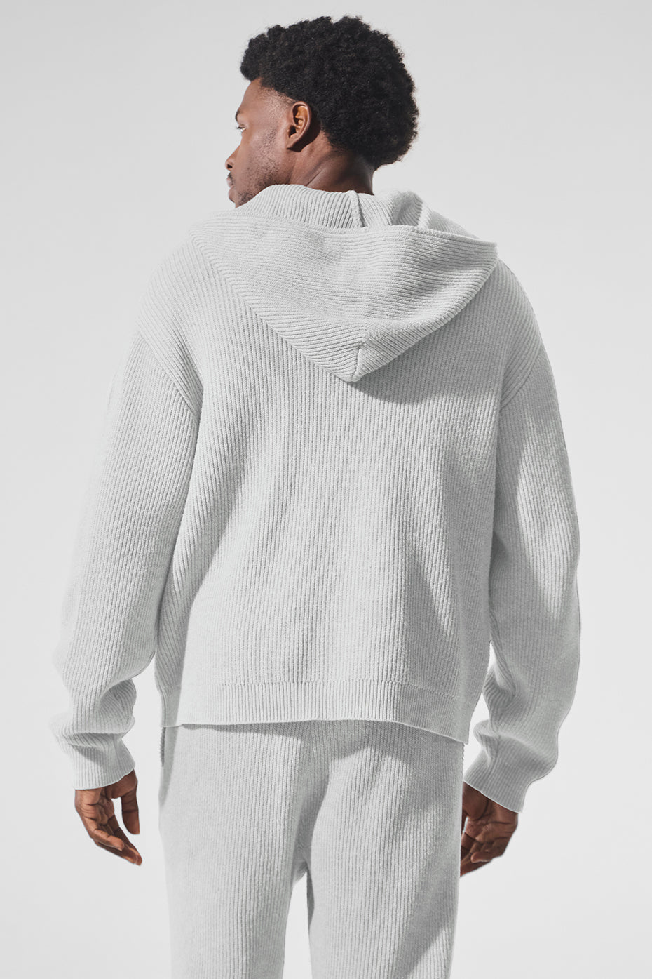 Domain Rib Knit Full Zip Sweater — Athletic Heather Grey