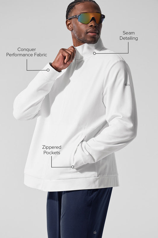 Conquer Max Mock Neck Full Zip — White