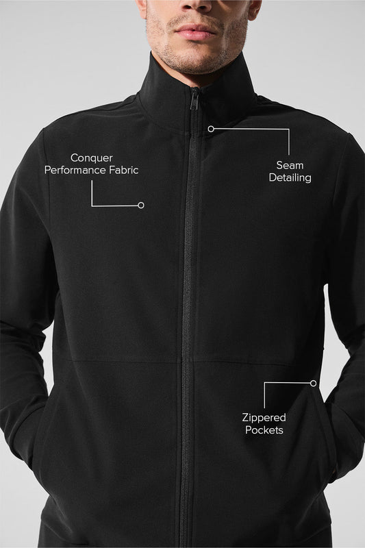 Conquer Max Mock Neck Full Zip — Black