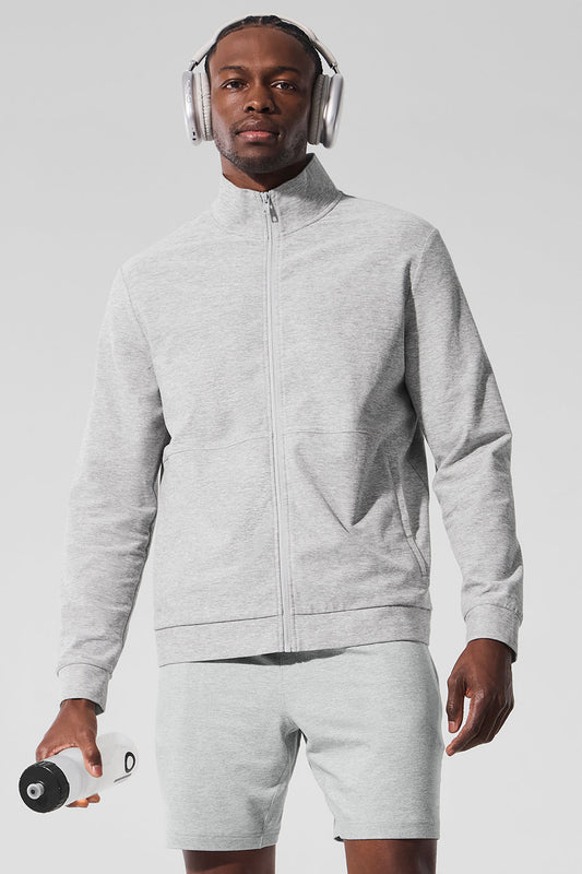 Conquer Max Mock Neck Full Zip — Athletic Heather Grey