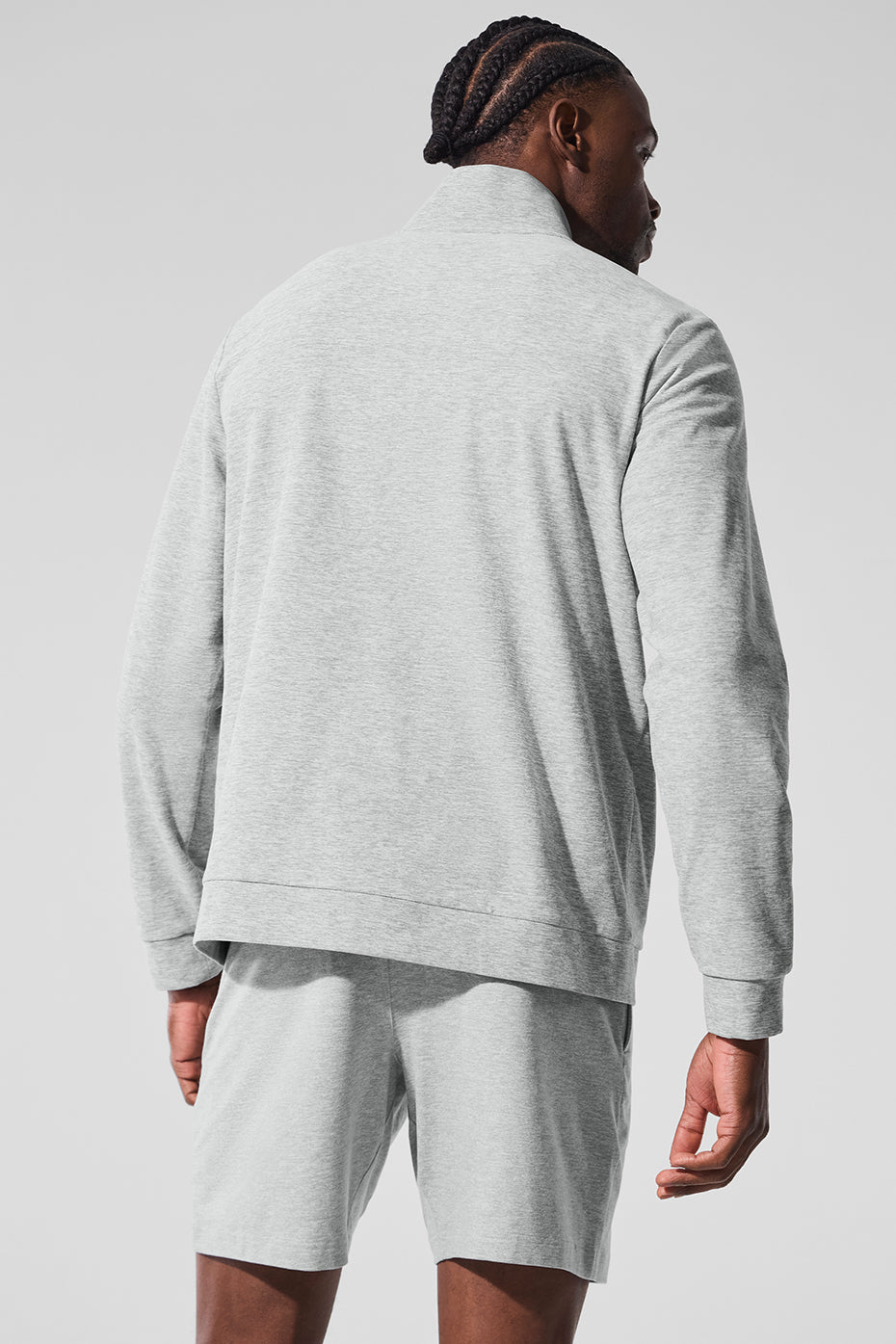 Conquer Max Mock Neck Full Zip — Athletic Heather Grey