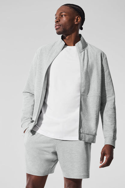 Conquer Max Mock Neck Full Zip — Athletic Heather Grey