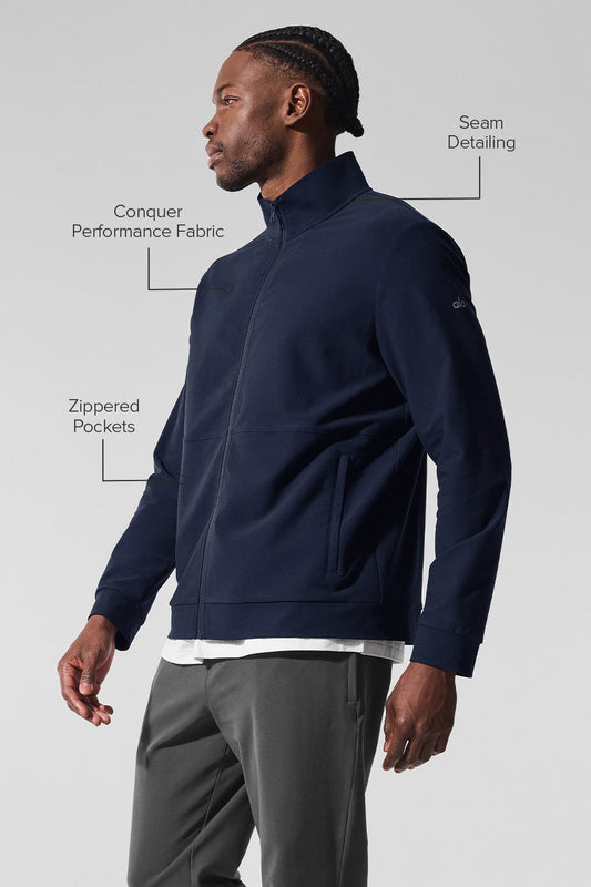 Conquer Max Mock Neck Full Zip — Navy