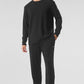 Elevate Waffle Long‑Sleeve Crew — Black