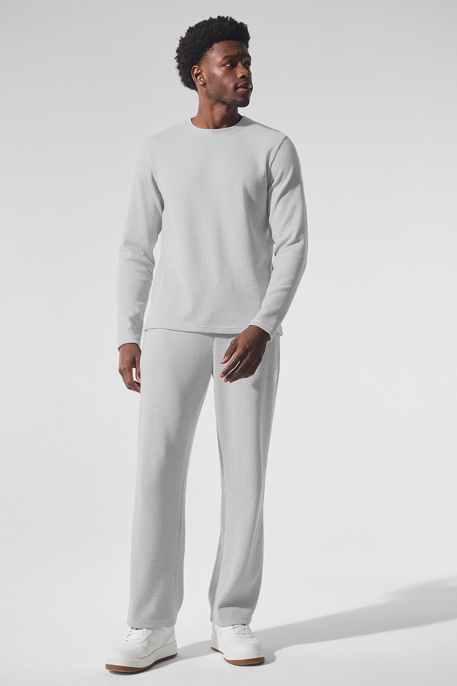 Elevate Waffle Long‑Sleeve Crew — Athletic Heather Grey