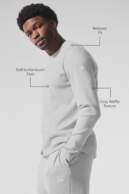 Elevate Waffle Long‑Sleeve Crew — Athletic Heather Grey