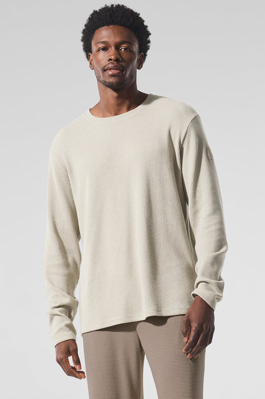 Elevate Waffle Long‑Sleeve Crew — Bone