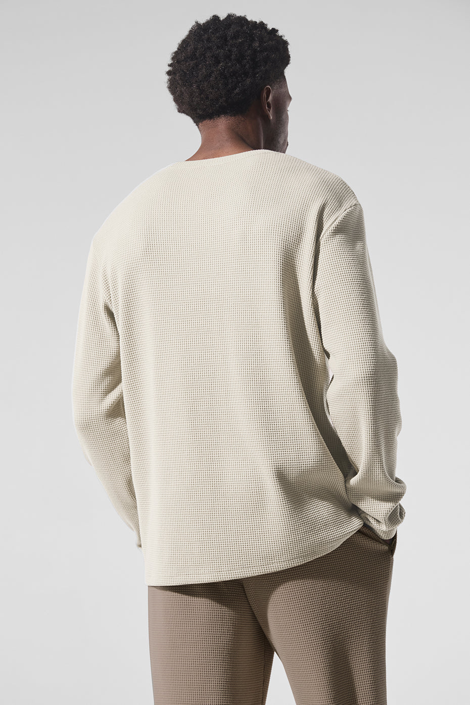 Elevate Waffle Long‑Sleeve Crew — Bone