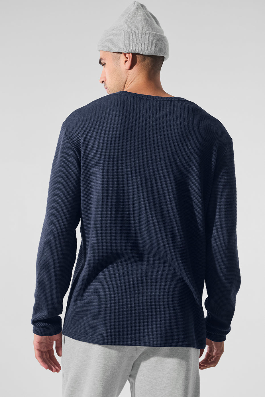 Elevate Waffle Long‑Sleeve Crew — Navy