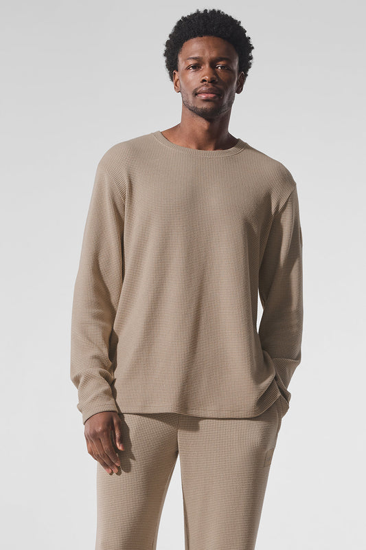 Elevate Waffle Long‑Sleeve Crew — Gravel