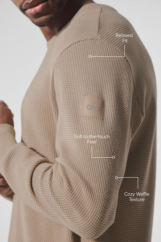 Elevate Waffle Long‑Sleeve Crew — Gravel