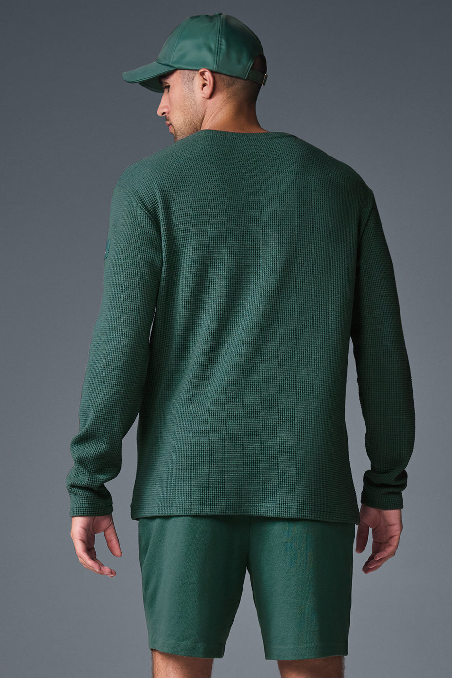 Elevate Waffle Long‑Sleeve Crew — Winter Ivy