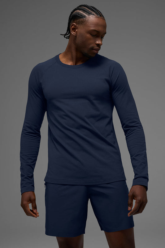 Vapor Crewneck Long‑Sleeve — Navy