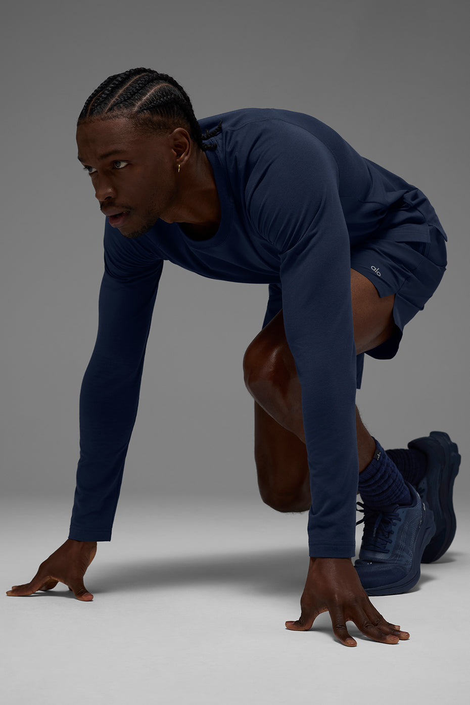 Vapor Crewneck Long‑Sleeve — Navy
