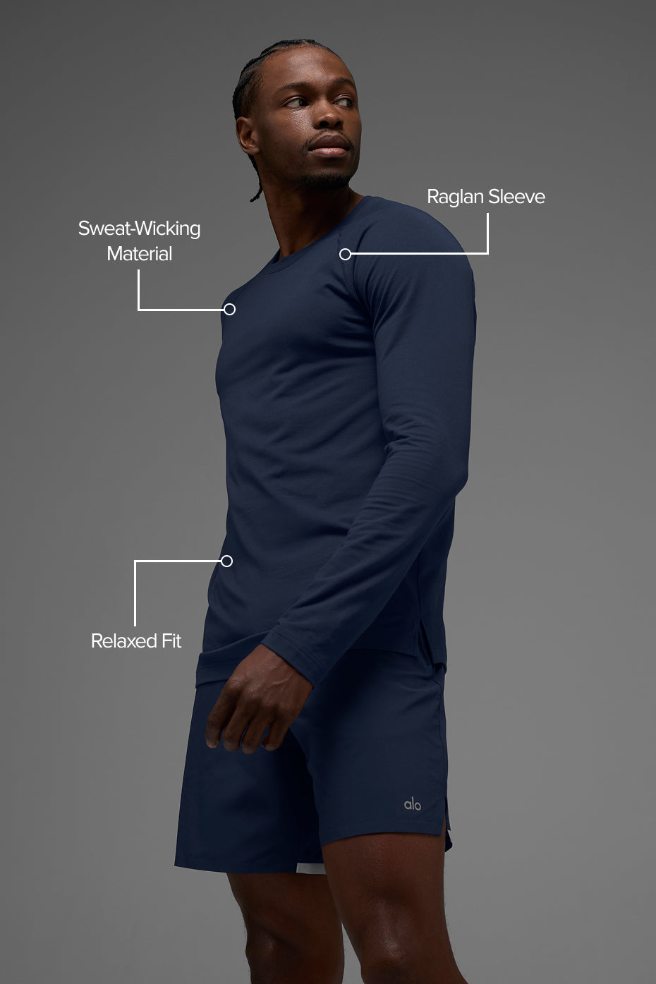 Vapor Crewneck Long‑Sleeve — Navy