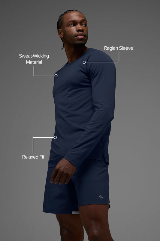 Vapor Crewneck Long‑Sleeve — Navy