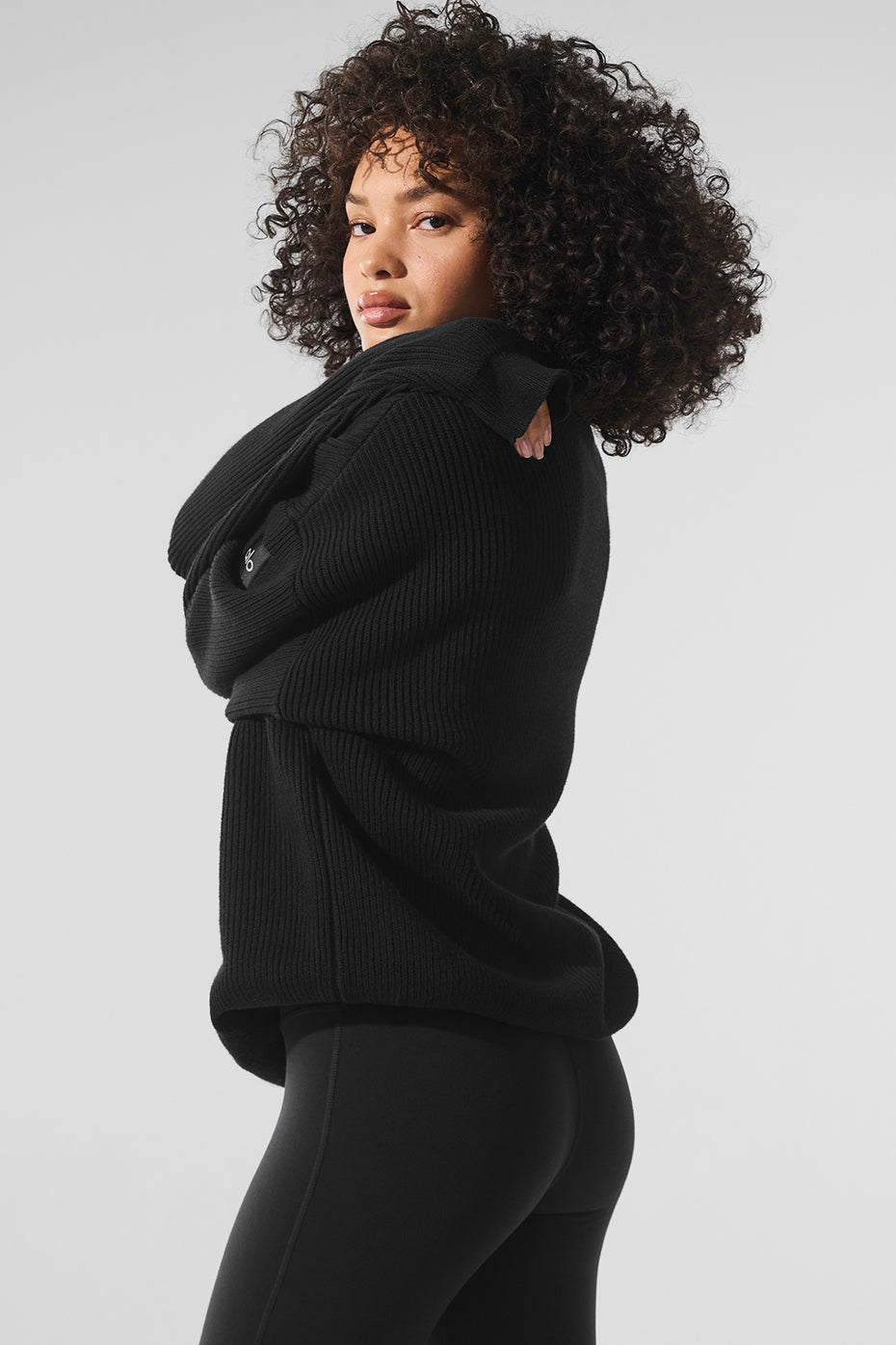 Domain Rib Knit Crew Sweater — Black