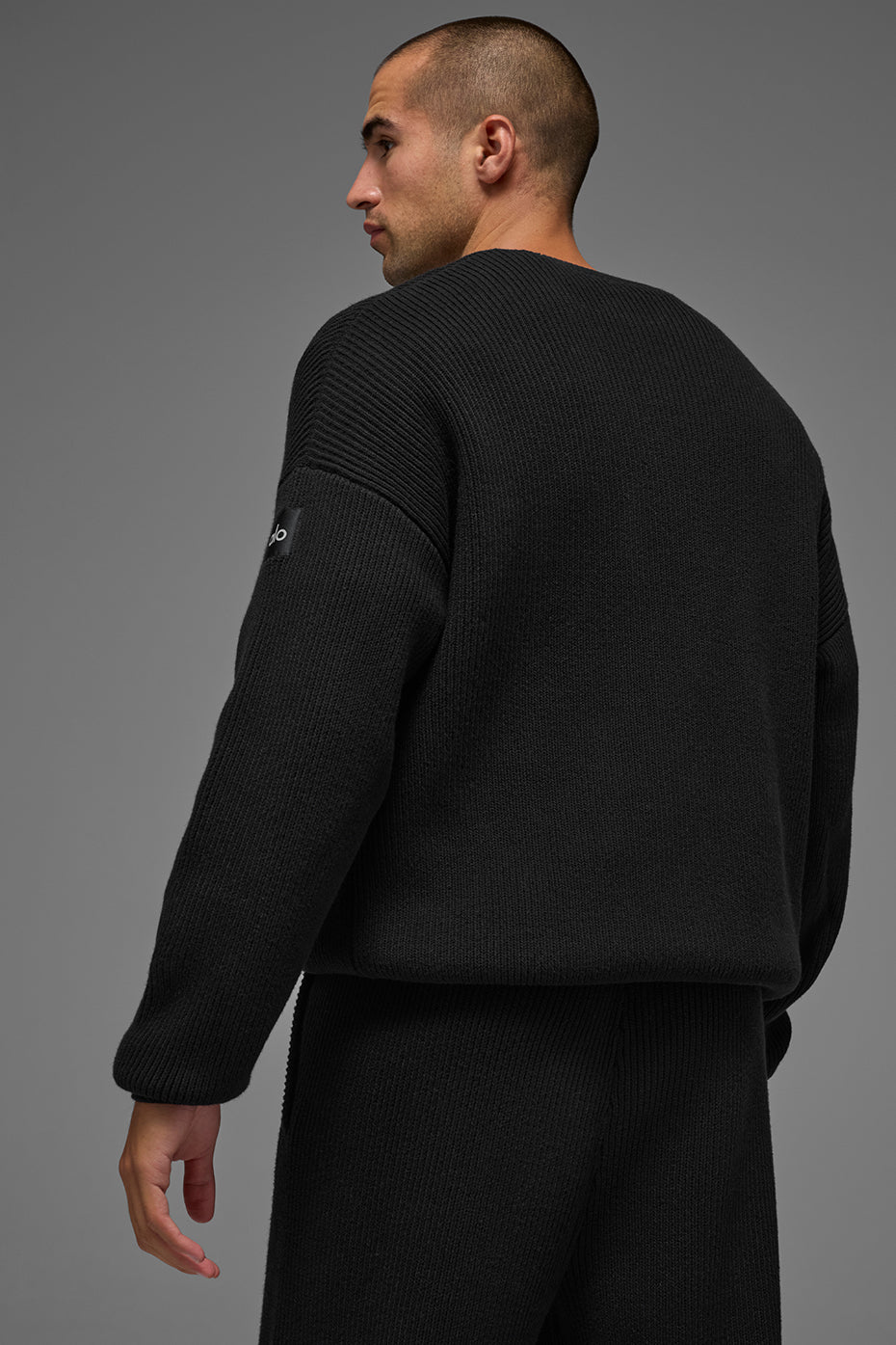 Domain Rib Knit Crew Sweater — Black