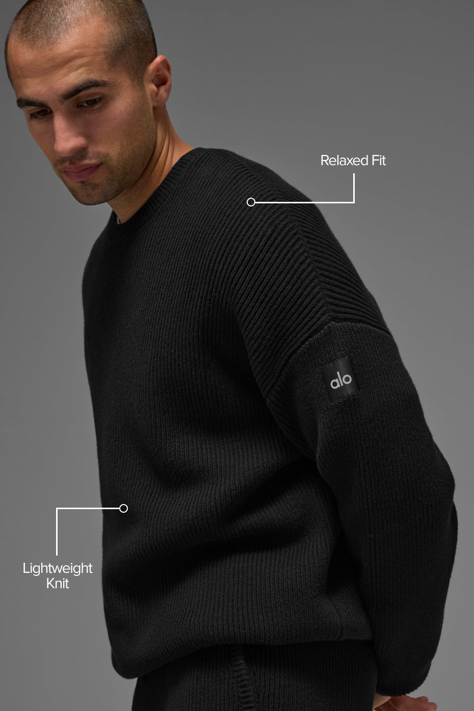 Domain Rib Knit Crew Sweater — Black