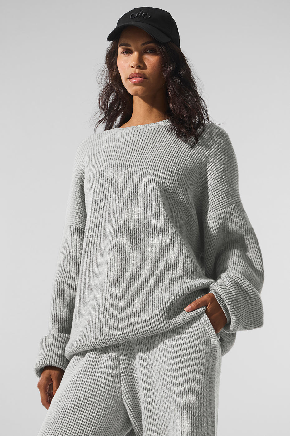 Domain Rib Knit Crew Sweater — Athletic Heather Grey