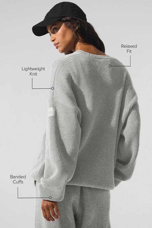 Domain Rib Knit Crew Sweater — Athletic Heather Grey