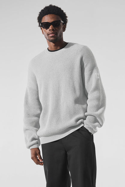 Domain Rib Knit Crew Sweater — Athletic Heather Grey