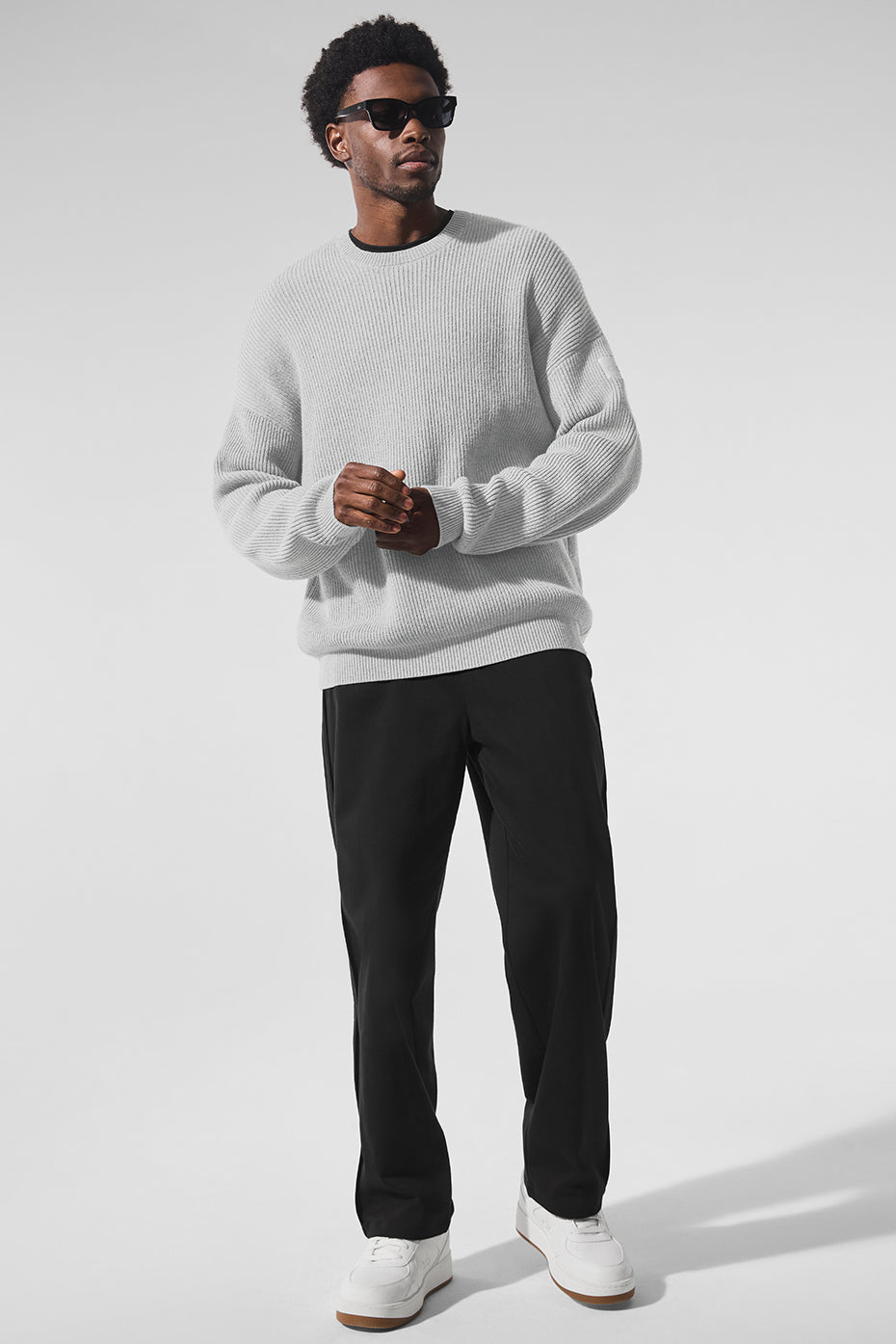 Domain Rib Knit Crew Sweater — Athletic Heather Grey