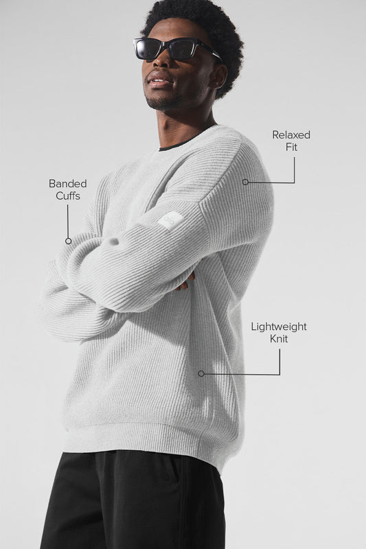 Domain Rib Knit Crew Sweater — Athletic Heather Grey