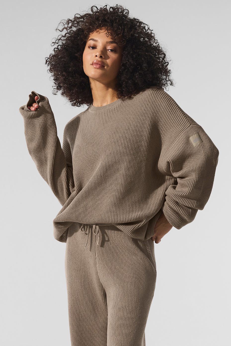 Domain Rib Knit Crew Sweater — Gravel