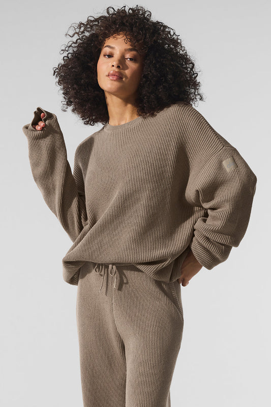 Domain Rib Knit Crew Sweater — Gravel