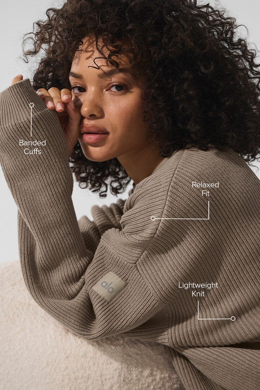 Domain Rib Knit Crew Sweater — Gravel