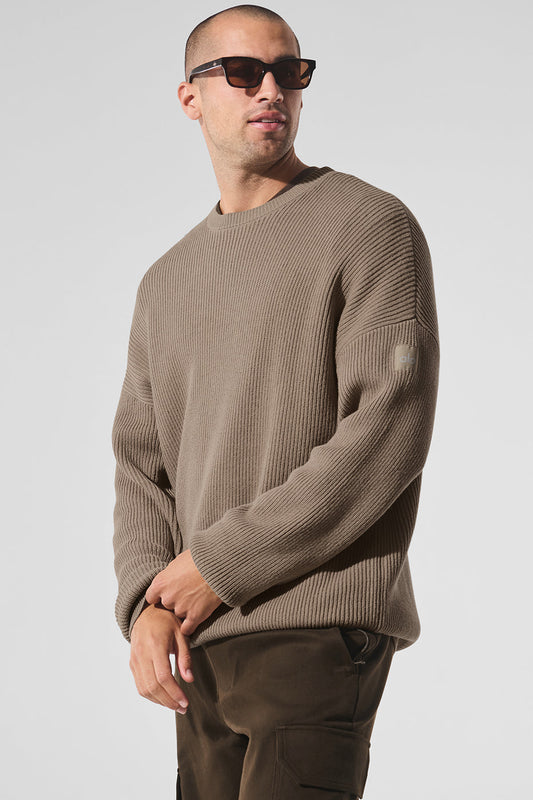 Domain Rib Knit Crew Sweater — Gravel
