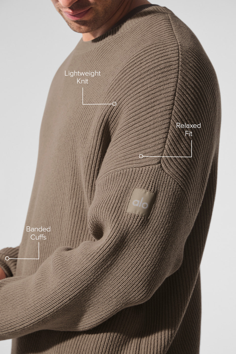 Domain Rib Knit Crew Sweater — Gravel