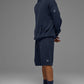 Sports Club Sweater Knit Hooded Sweatshirt — Navy