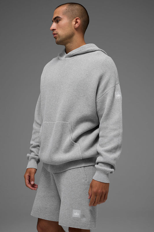 Sports Club Sweater Knit Hooded Sweatshirt — Athletic Heather Grey