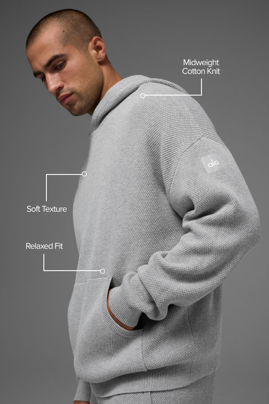 Sports Club Sweater Knit Hooded Sweatshirt — Athletic Heather Grey