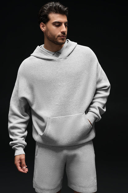 Sports Club Sweater Knit Hooded Sweatshirt — Athletic Heather Grey